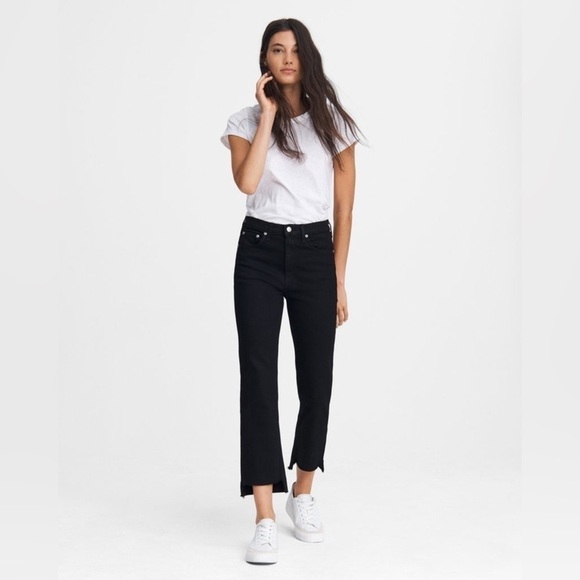 Rag & Bone Black Nina High-Rise Stove Pipe Straight Jeans 30 - Picture 1 of 13